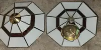 A pair of nic stained glass light fixtures