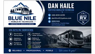 I am a mobile RV technician offering RV maintenance and repair, electrical and plumbing, and AC and...