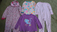 Toddler girls sleepers and pj's top, size 3T, EUC, all for $10