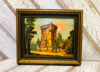 Midcentury Gothic Castle Painting, original Eatons Montreal