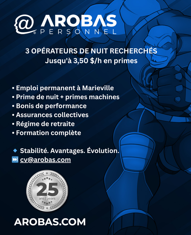 Emploi Opérateur de nuit in General Labour in Longueuil / South Shore - Image 2