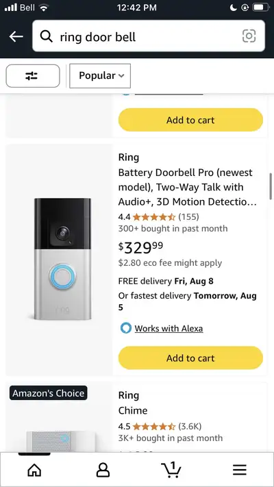 Ring door bell camera new, View more