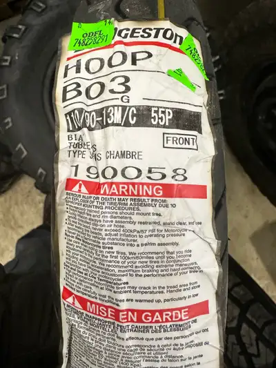 Selling 1 Bridgestone HOOP B03 Scooter Front Motorcycle Tire 110/90-13 Tire size 110/90-13 Pn # 1900...