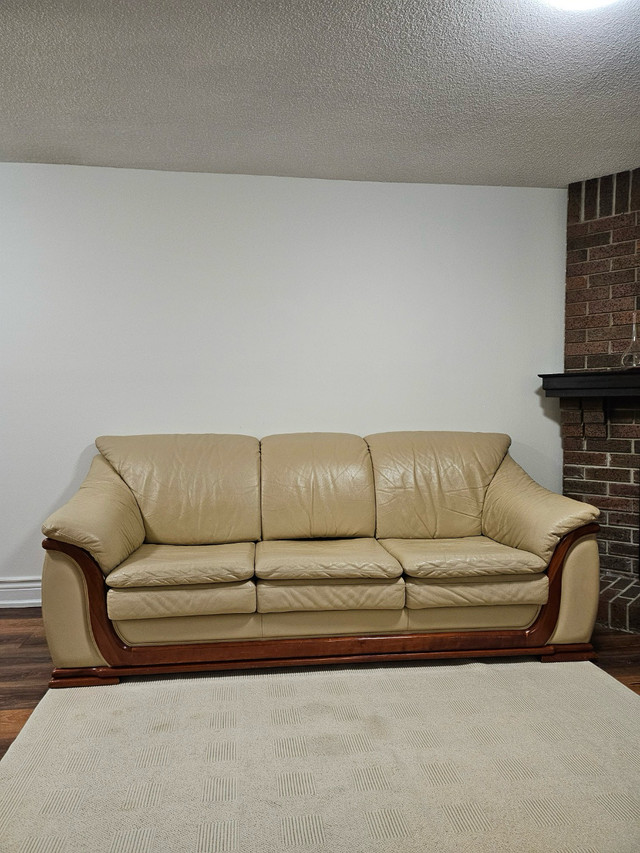 Ivory leather couch in Couches & Futons in City of Toronto