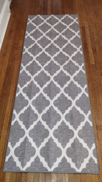 Flatweave trellis Performance Grey runner rug