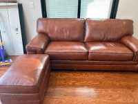 Brand new luxury leather couch and ottoman