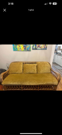 Bamboo rattan couch and loveseat 