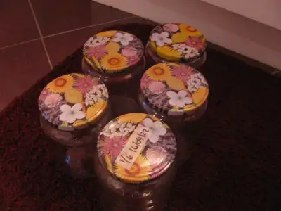 5 pots à couvercles décoratifs (motif de fleurs), View more