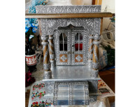 Vintage Indian Pooja Mandir Handmade Silver Temple