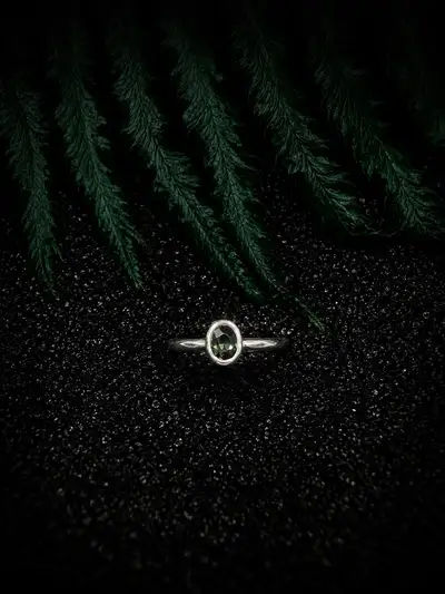 Dainty Blue Green Sapphire Ring, View more