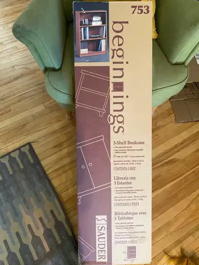 If the ad is up it’s available. Brand new, box unopened. Sauder Beginnings 3-shelf bookcase. Pickup...