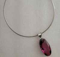 SALE !!! Amethyst Purple Stone Pendant on Collar Ring New