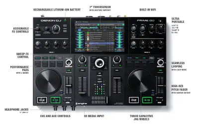 Denon Prime Go Rechargable Standalone Smart DJ Console, USB Play, View more
