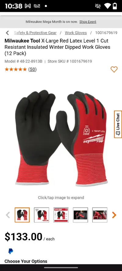 Milwaukee XL Cut Resistant Winter Work Gloves, View more