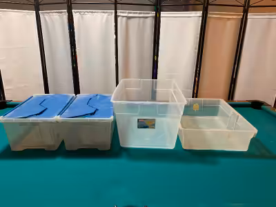 Four assorted bins