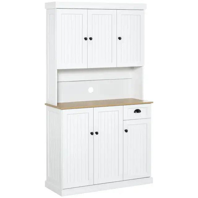 71" Kitchen Pantry Buffet with Hutch Storage Cabinet Microwave O in Hutches & Display Cabinets in Markham / York Region - Image 4