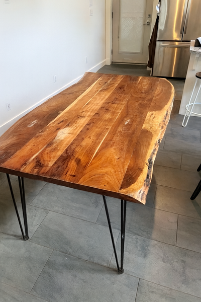 Wooden live-edge table with Chairs, View more