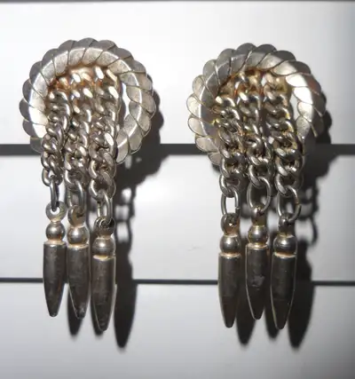 VTG 50s/60s Clip-On Gold-Tone Round Drop Chain Jewelry Earrings, View more