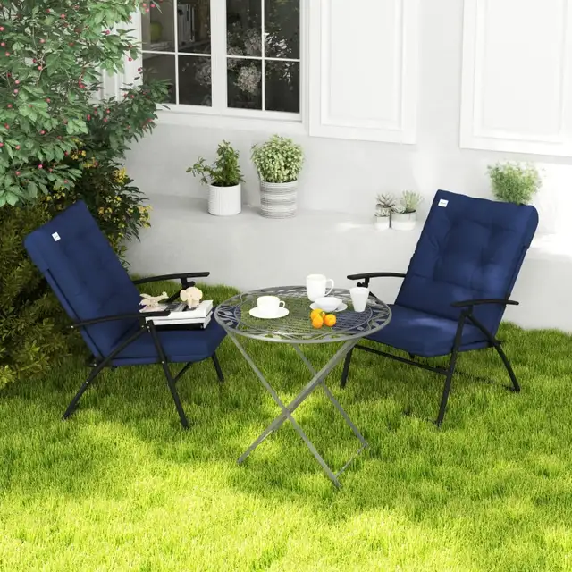 Set of 2 Outdoor Folding Chairs with Adjustable Backrest, Padded in Patio & Garden Furniture in Markham / York Region - Image 10