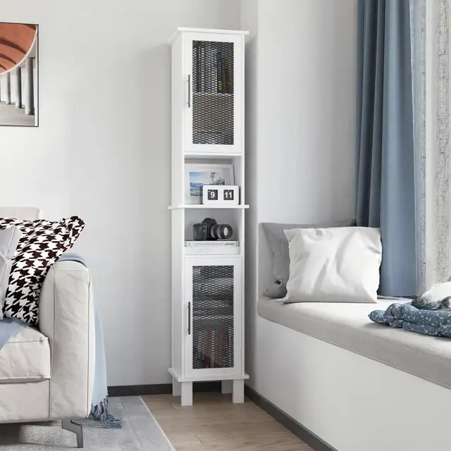 13.25"W x 11.75"D x 69.5"H Tall Bathroom Cabinet, White in Home Décor & Accents in Markham / York Region - Image 4