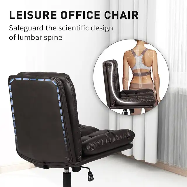High Back Comfy Cross Legged Office Chair No Wheels Armless in Chairs & Recliners in Markham / York Region - Image 6