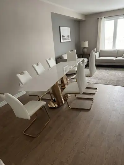 Luxury 7-Piece Dining Table Set | White & Gold | 6 Chairs, View more