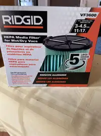Ridgid VF3600 HEPA Media Filter for Wet/Dry Vac