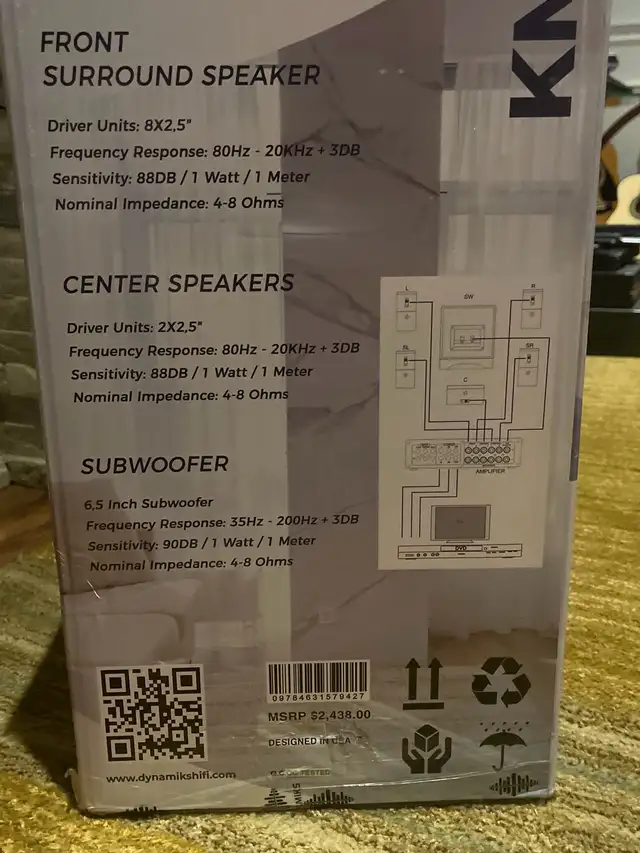 KM7000 DYNAMIKS home theatre Sound speakers in Stereo Systems & Home Theatre in Markham / York Region - Image 4