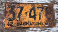 1942 Saskatchewan License Plates