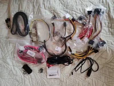 Various PC cables: SATA, molex, power, View more