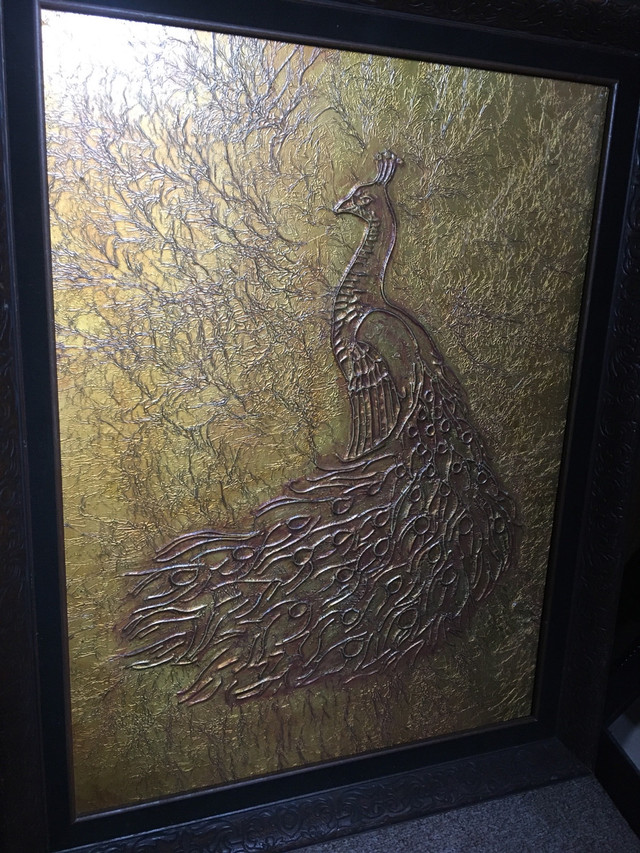 Gold metallic etching peacock in Arts & Collectibles in Ottawa - Image 3