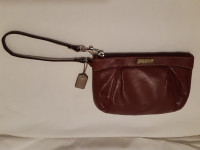 As New Small Burgundy Authentic Coach Genuine Leather Wristlet