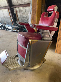 Antique barber chair and filing cabinet