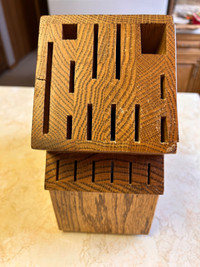 80’s solid wooden kitchen knife block