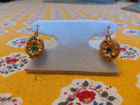 Antique  18k Emerald Floral Drop Earrings