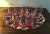 NEW,  5 shot glasses & matching serving tray