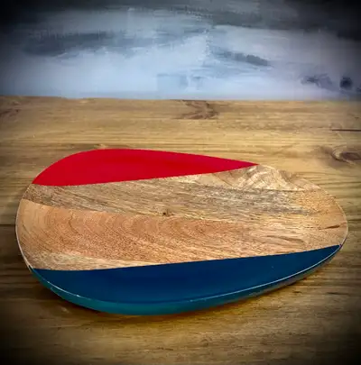Wooden Serving Platter or Tray • Modern Tricolour Design, View more