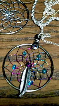 Colorful string dream catcher necklace