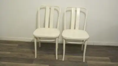 Set of Two  White Bent Wood  Chairs, View more
