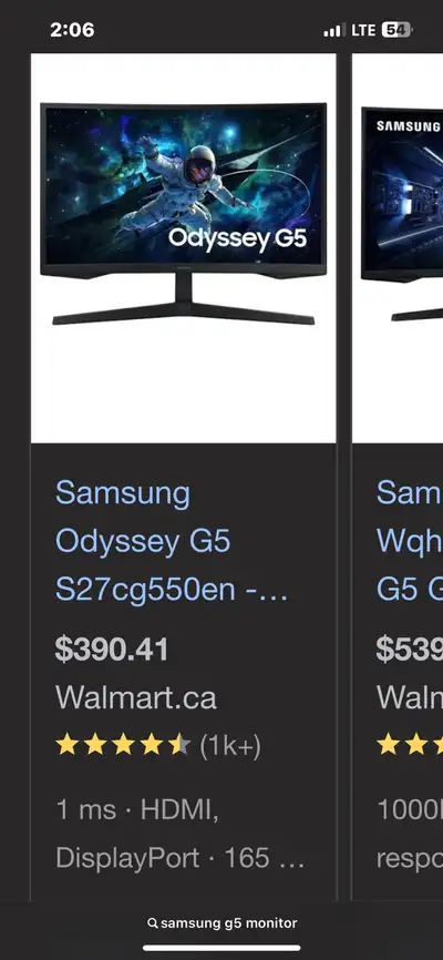 Samsung Odyssey G5 60 x 1440 QHD @ 165 Hz - VA - 300 cd/m�� - 25, View more