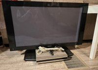 42” TV on stand, with receiver