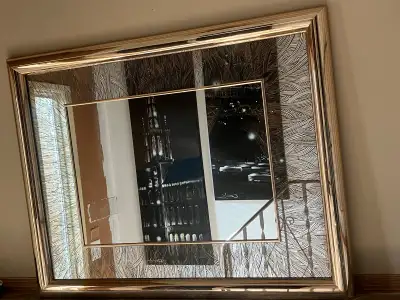 Large Vintage 1980s Hollywood Regency Etched Wall Mirror, View more