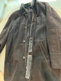 Manteau de cuir retourné homme