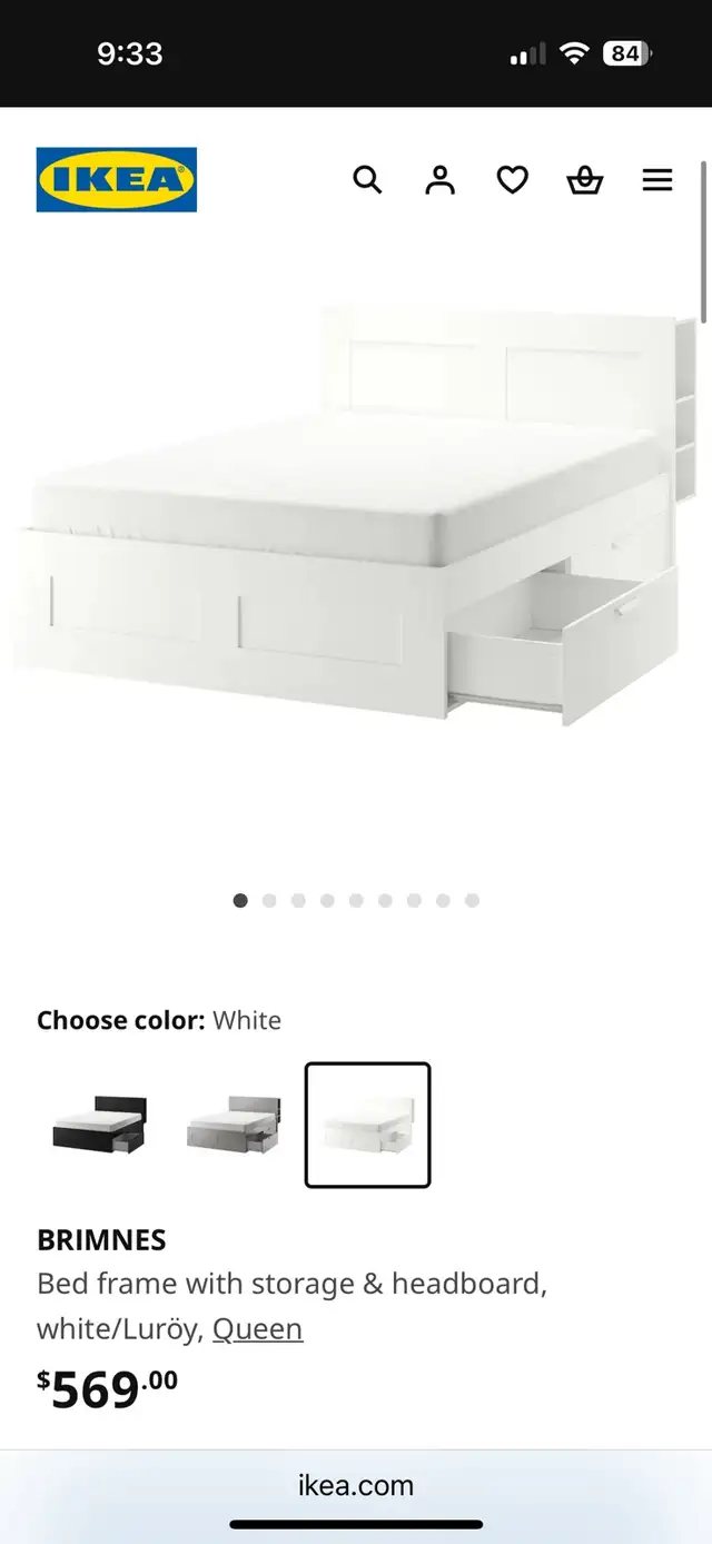 Bed frame malm ikea in Beds & Mattresses in Calgary - Image 2