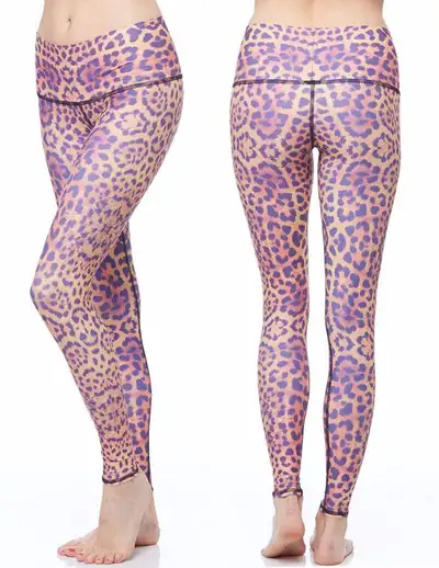 Description: Print: purple leopard. These silky soft, high performance yoga pants fit like a second...