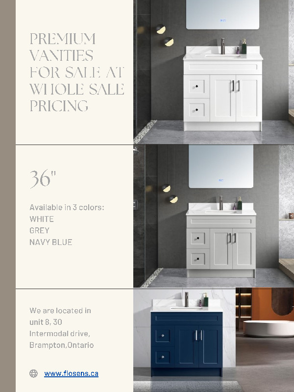 Whole Sale Vanity | Shower Fixtures | Custom Glass | Tiles | in Plumbing, Sinks, Toilets & Showers in Trenton - Image 3