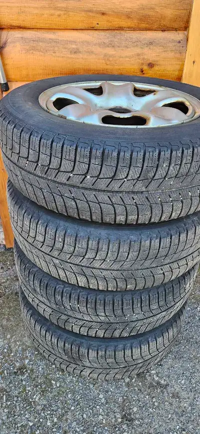 Four Michelin Studless X-Ice Snow Tires on Rims. P215/60R16 Off a 2016 Honda Accord EX-L V6.