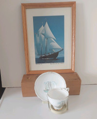 Bluenose cup/ saucer Royal Stafford/ Bluenose II pic, wall piece