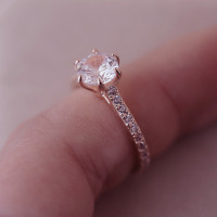 18k Rose Gold Filled Cubic Zirconia Engagement Ring,6, 7.25 -New