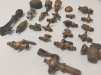 Vintage assorted brass petcocks, shutoffs, oilers etc.
